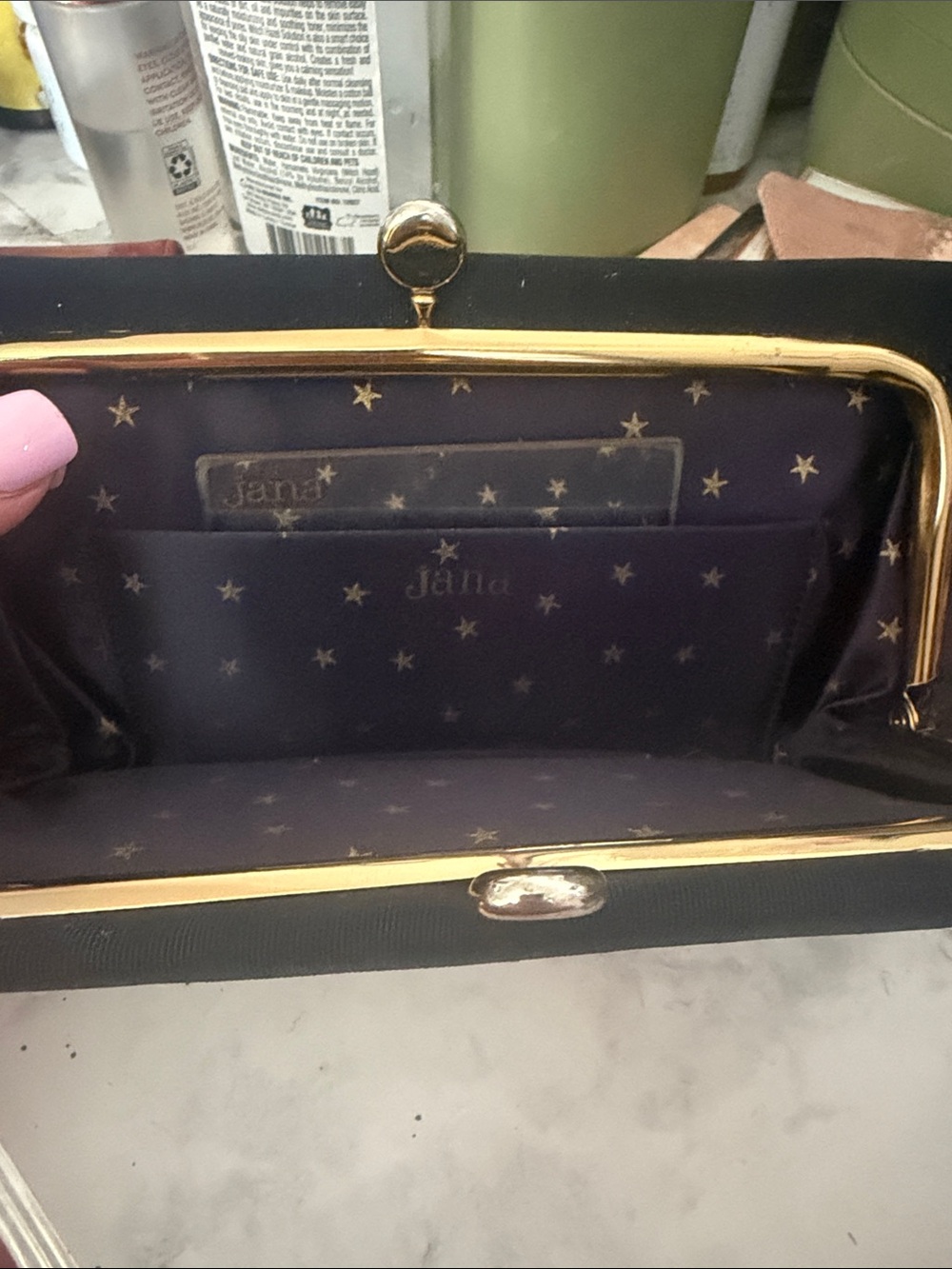 Black Clutch Bag with Gold Trim